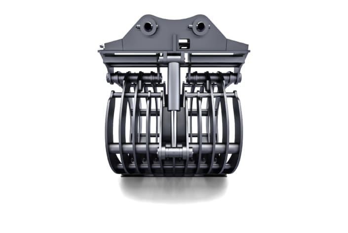 Dymax Basket Tine Grapple, side view of the skeleton tines