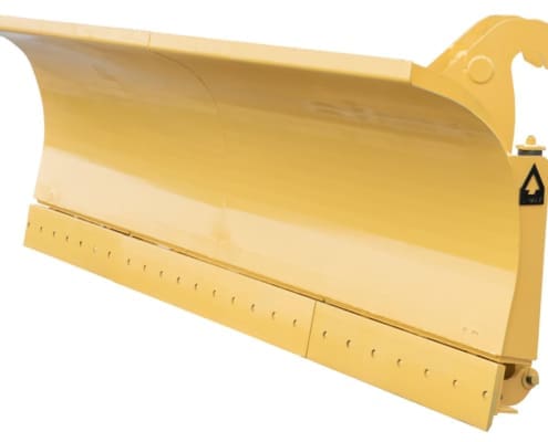 Dymax Trip Edge Snow Plow for mounting on a wheel loader, front view