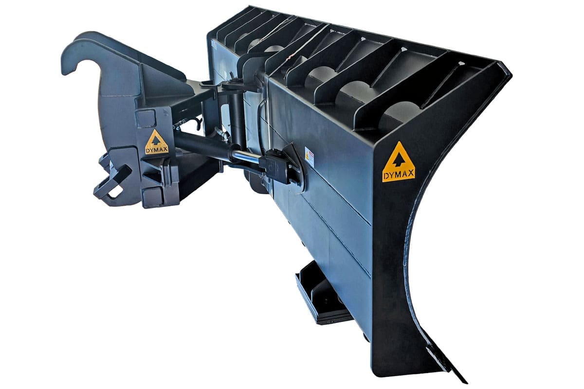 Pivot pin hydraulic angle snow blade attachment for wheel loaders