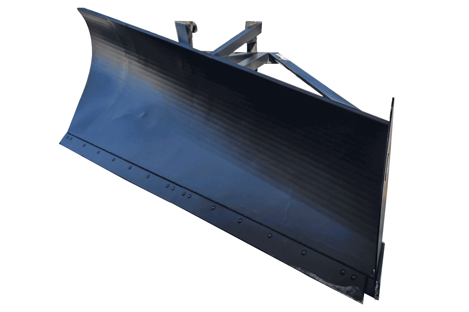 One-Way Snow Plow Bolt-On Cutting Edge Front view of the Dymax one-way motor grader snow plow with a bolt-on cutting edge