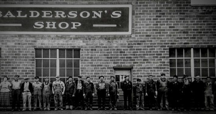 balderson-legacy-dymax-history Historic Balderson shop photo representing Dymax’s family legacy in building attachments