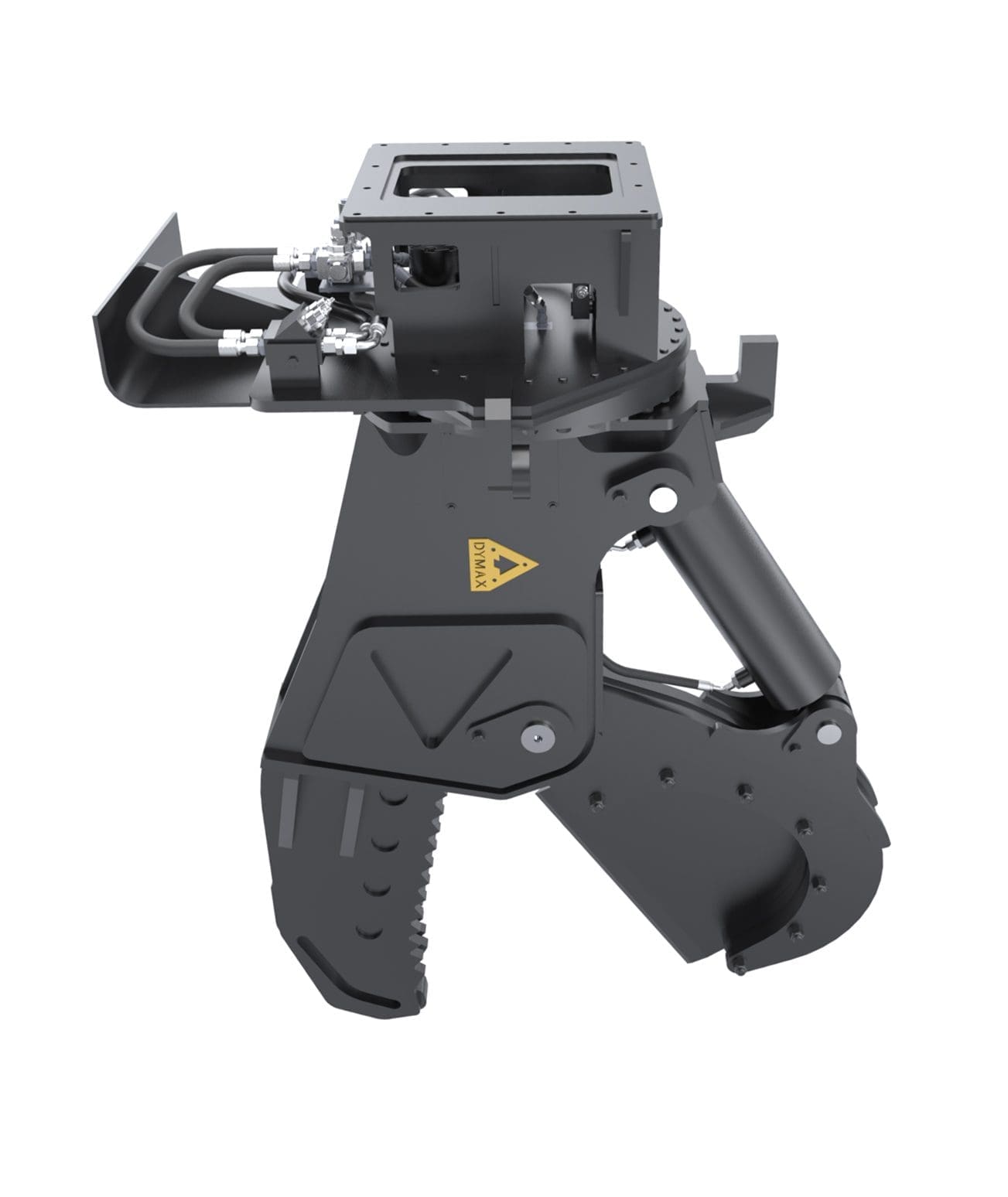 Rotating Limb Tree Shear Attachment (180° Rotation) Dymax rotating limb tree shear attachment with 180° hydraulic rotation (8–24 in cutting)